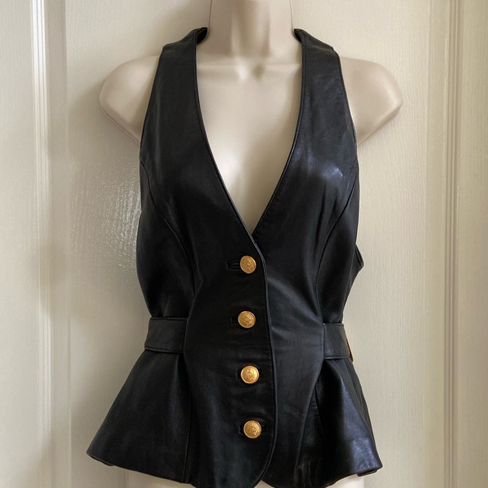 Leather vest with side buckles